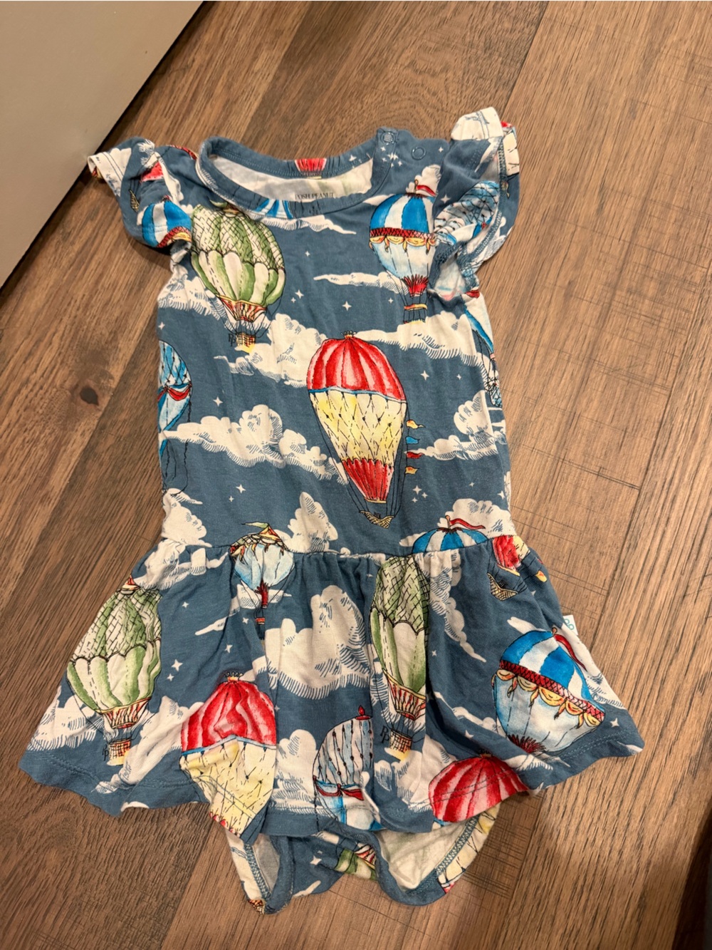 Posh Peanut Blue Hot Air Balloon Print One-Piece Bodysuit